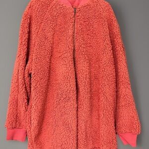 Caslon Women's Salmon Fleece Jacket Orange High Pile Size 4XL Zippered New w Tag